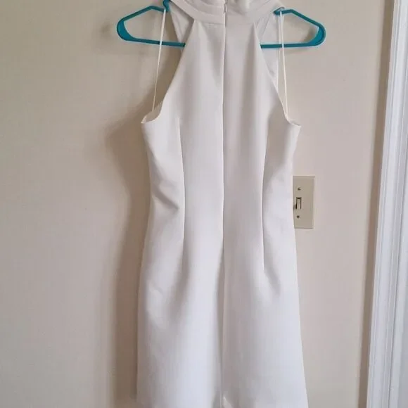 Milly White Italian Cady Asymmetric Halter Mini Dress - Size 2 - Picture 7 of 7